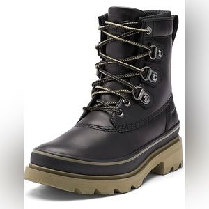 SOREL Women's Lennox Street Rain Boot — Waterproof Leather Boots (Black Sage)